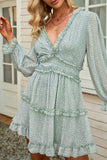 Ruffle Detailing Open Back Floral Dress