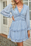 Ruffle Detailing Open Back Floral Dress