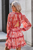 Ruffle Detailing Open Back Floral Dress