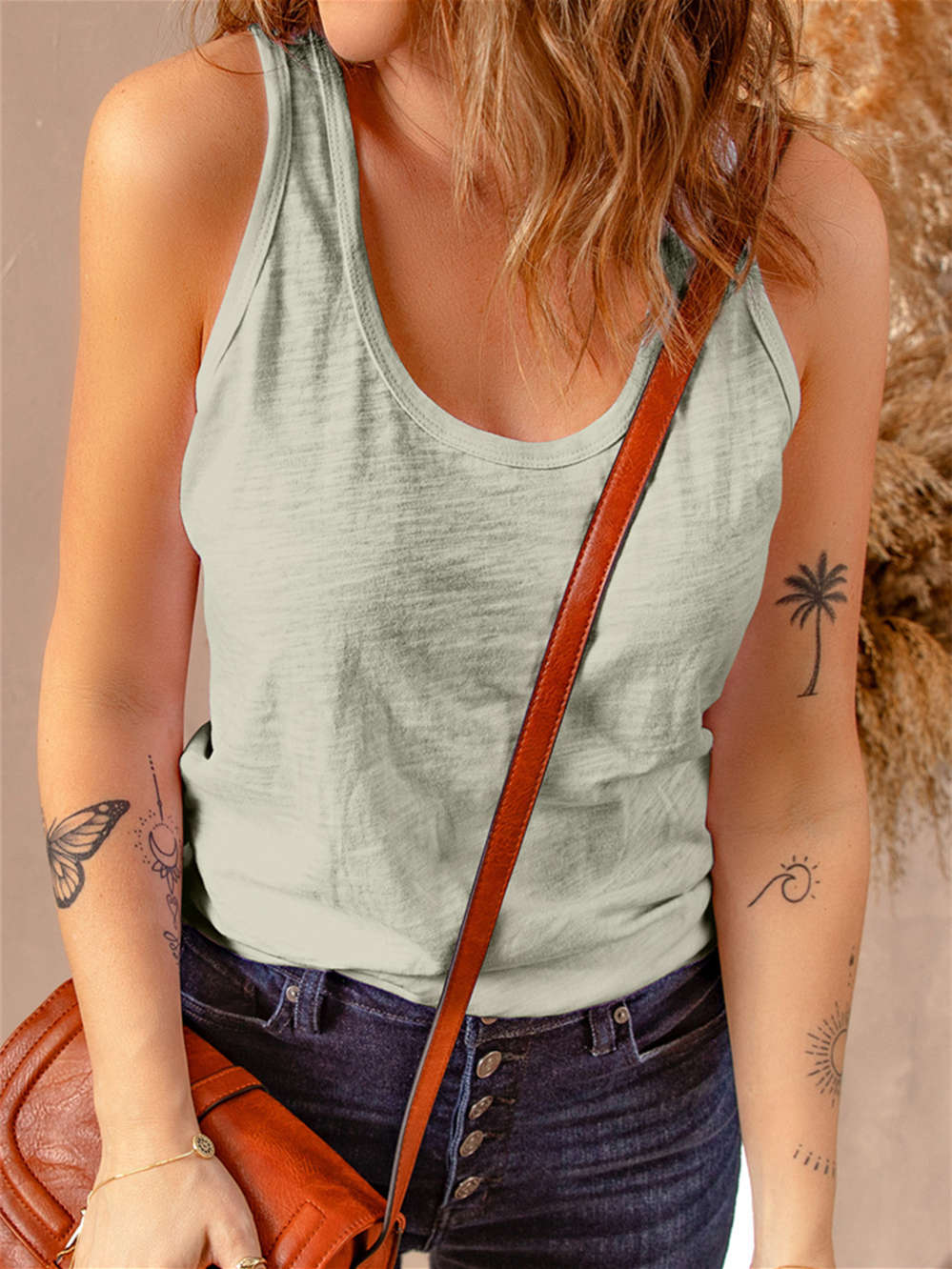 Scoop Neck Basic Solid Tank Top