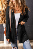 Ribbed Trim Eyelet Cable Knit Cardigan