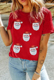 Faux Sequin Christmas Claus Pattern Crewneck T Shirt