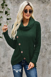 Buttoned Wrap Turtleneck Sweater