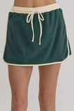 Contrast Loose Pullover and Lace-up Waist Skort Set