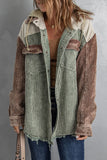 Block Button Down Hooded Corduroy Jacket