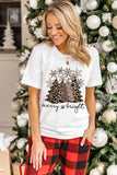 Leopard Christmas Tree Graphic Crew Neck T Shirt