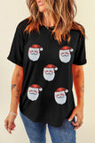 Faux Sequin Christmas Claus Pattern Crewneck T Shirt