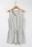 Waffle Knit Sleeveless Drawstring Waist Romper