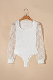 Frenchy Contrast Lace Bishop Sleeve Bodysuit