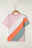 Color Block Patchwork Seamed T Shirt