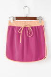 Contrast Loose Pullover and Lace-up Waist Skort Set