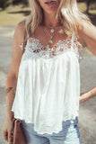 Lace Spaghetti Straps Ruffle Flared Tank Top