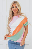 Color Block Patchwork Seamed T Shirt