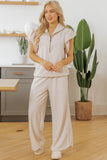 Textured Ruffled Sleeve Wide Leg Pants Set