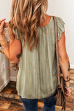Ruffled Sleeve Shirred Round Neck Loose Fit Tank Top