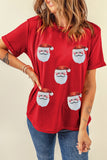 Faux Sequin Christmas Claus Pattern Crewneck T Shirt