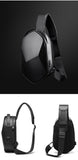 BANGE Hard Shell Design 3.0 USB Charging Crossbody Bag Shoulder Bags Male Waterproof Short Trip Chest Bag Pack for Men Sling Bag