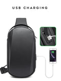 BANGE New Multifunction USB Crossbody Bag Shoulder Bag Man TPU Waterproof Travel Sling Messenger Pack Chest Bag for Male