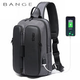 BANGE Men's Chest Pack Casual Crossbody Bags Male USB Charging Shoulder Bag Oxford Messenger Bag Waterproof Large Capacity 2021