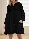 Patchwork Crinkle Puff Sleeve Shirt Dress
