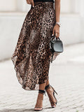 Leopard Print Pleated High Waist Chiffon Skirt