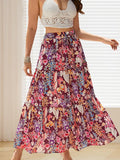 Multicolor Boho Floral Print High Waist Maxi Skirt