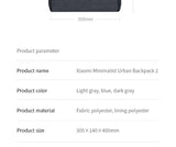 New Xiaomi Minimalist Urban Backpack 2 Men's and Women's 15.6 Inch Laptop USB Travel Backpack 20L Notebook Backpack Waterproof