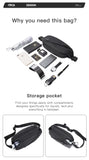 BANGE Big Capacity Waterproof Multifunction Crossbody Bag Men Shoulder Bag Male Sling Chest Bags For Waist Belt Matching