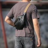 GURO Men's Real Leather Chest Bag High Quality Deluxe Waist Bag Outdoor Sports Sling Bag multifunctional Satchel Daily Crossbody