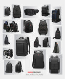 SWISS Men's Fashion Chest Bag Multifunctional Waterproof Shoulder Bag Sports Crossbody Bag Nylon Handbags Usb Bag Sling Pack
