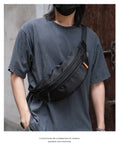 Men Fanny Pack with Anti-theft Zip, Waterproof Sports Outdoor Sling Bag, Adjustable Crossbody Belt Bag for Travel Walk Cycling