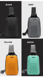 Men's Chest Bag Waterproof Travel Messenger Bag With USB Port Lightweight Hard Shell Shoulder Bag Stylish Biker Bag