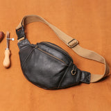 GURO Men's Real Leather Chest Bag High Quality Deluxe Waist Bag Outdoor Sports Sling Bag multifunctional Satchel Daily Crossbody