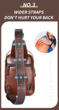 BULLCAPTAIN Men's Genuine Leather Chest Bag Casual Retro 7.9-inch Mobile Phone Bag Multifunctional Anti-Theft Crossbody Bag
