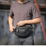 GURO Men's Real Leather Chest Bag High Quality Deluxe Waist Bag Outdoor Sports Sling Bag multifunctional Satchel Daily Crossbody