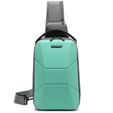 Men's Chest Bag Waterproof Travel Messenger Bag With USB Port Lightweight Hard Shell Shoulder Bag Stylish Biker Bag