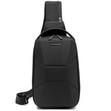 Men's Chest Bag Waterproof Travel Messenger Bag With USB Port Lightweight Hard Shell Shoulder Bag Stylish Biker Bag