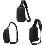 Men's Chest Bag Waterproof Travel Messenger Bag With USB Port Lightweight Hard Shell Shoulder Bag Stylish Biker Bag