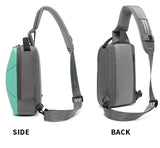 Men's Chest Bag Waterproof Travel Messenger Bag With USB Port Lightweight Hard Shell Shoulder Bag Stylish Biker Bag