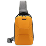Men's Chest Bag Waterproof Travel Messenger Bag With USB Port Lightweight Hard Shell Shoulder Bag Stylish Biker Bag