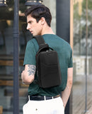 Men's Chest Bag Waterproof Travel Messenger Bag With USB Port Lightweight Hard Shell Shoulder Bag Stylish Biker Bag