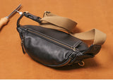 GURO Men's Real Leather Chest Bag High Quality Deluxe Waist Bag Outdoor Sports Sling Bag multifunctional Satchel Daily Crossbody