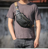 GURO Men's Real Leather Chest Bag High Quality Deluxe Waist Bag Outdoor Sports Sling Bag multifunctional Satchel Daily Crossbody
