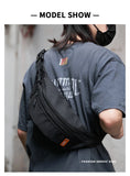 Men Fanny Pack with Anti-theft Zip, Waterproof Sports Outdoor Sling Bag, Adjustable Crossbody Belt Bag for Travel Walk Cycling