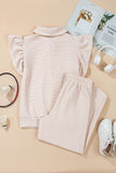 Textured Ruffled Sleeve Wide Leg Pants Set