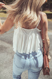 Lace Spaghetti Straps Ruffle Flared Tank Top