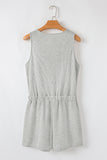 Waffle Knit Sleeveless Drawstring Waist Romper
