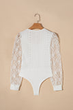 Frenchy Contrast Lace Bishop Sleeve Bodysuit