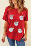 Faux Sequin Christmas Claus Pattern Crewneck T Shirt