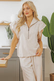 Textured Ruffled Sleeve Wide Leg Pants Set